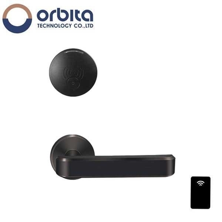 ORBITA RFID Split Handle Electronic Hotel Lock Set with Software Encoder Card RF Energy Saving Switch -BLAC OTC-S3479
